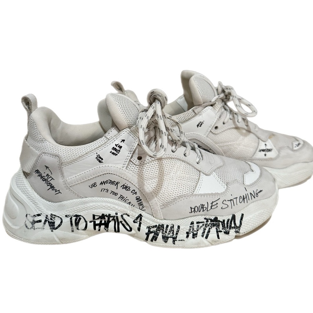 IRO CURVE RUNNERX, GRAFFITIED‎ WHITE SNEAKER SIZE 9 - Picture 2 of 11